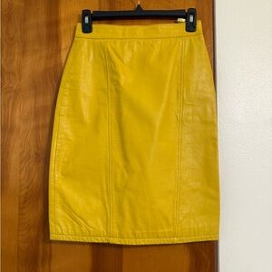 Vintage Yellow Leather Skirt